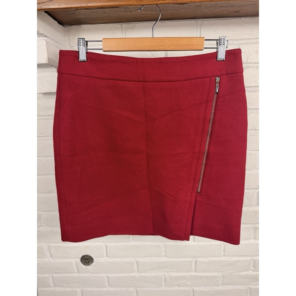 White House Black Market Red Wrap Zip Mini Skirt Womens Size 6 Career